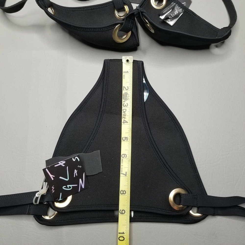 Nasty Gal black 2 pc bikini set womens large swimsuit scuba grommet in hot water - Picture 9 of 12